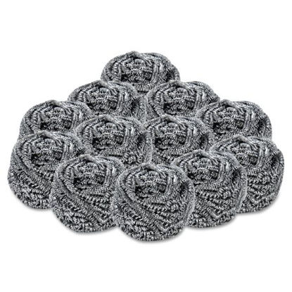 Picture of Scouring Pad Boardwalk® Heavy Duty Silver NonSterile Stainless Steel 2-1/2 X 2-3/4 Inch ReusableBWK50