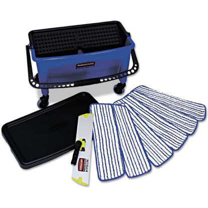 Picture of Wet Finish Mop Kit Rubbermaid® Commercial Blue / Black / White Microfiber NonSterileRCPQ050