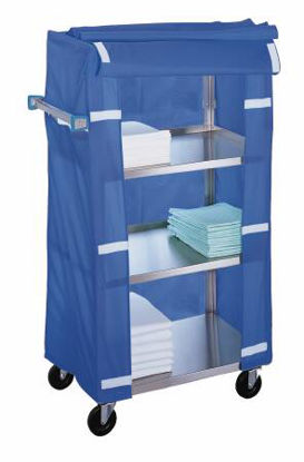 Picture of Linen Cart with Cover 4 Shelves 300 lbs. Weight Capacity Stainless Steel 3-1/2 Inch Swivel Casters332