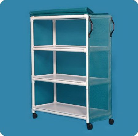 Picture of Linen Cart with Cover Standard Line 3 Shelves PVC 3 Inch Twin CastersVL LC3 L BLUE