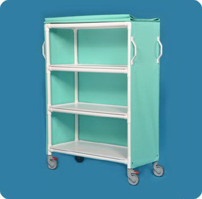 Picture of Linen Cart with Cover 3 Shelves PVC 5 Inch Heavy Duty Casters, 2 LockingKD LC46-3