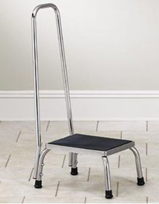 Picture of Step Stool with Handrail 1-Step Stainless Steel 9 Inch Step HeightSS-150