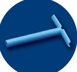 Picture of Ear Ventilation Tube T-Tube Supersoft 1.14 mm Inner Diameter / 5.6 mm Inner Flange Diameter / 8 mm Inner Flange Distance Silicone Elastomer Blue SterileVT-0410-01