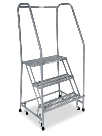 Picture of Rolling Safety Ladder with Handrail Metal, SilverH-840U-10