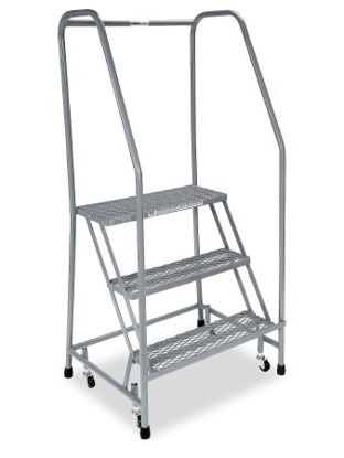 Picture of Rolling Safety Ladder with Handrail Metal, SilverH-840U-10