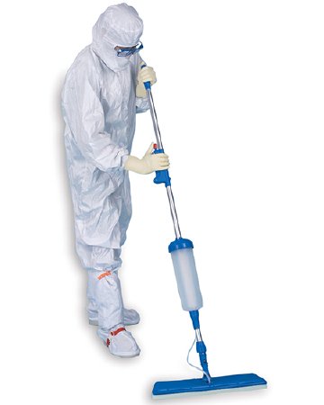 Picture of Cleanroom Wet Mop with Solution Reservoir Contec® EasySat™ Blue / Silver Aluminum / Plastic / Polyester NonSterileBLMOP