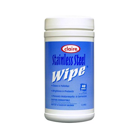 Picture of Claire® Stainless Steel Cleaner Premoistened Wipe 40 Count Canister Disposable Citrus Scent NonSterileCL993