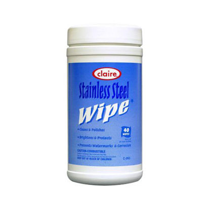 Picture of Claire® Stainless Steel Cleaner Premoistened Wipe 40 Count Canister Disposable Citrus Scent NonSterileCL993