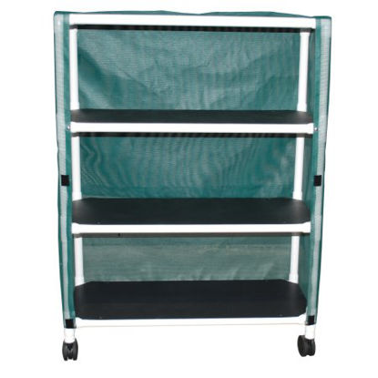 Picture of Linen Cart with Cover Echo 3 Shelves 100 lbs. per Shelf Weight Capacity PVC 3 Inch CastersE345-3C