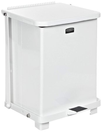 Picture of Trash Can Rubbermaid® Defenders® 25 gal. Square White Steel Step OnFGST40EPLWH
