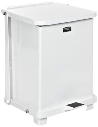 Picture of Trash Can Rubbermaid® Defenders® 25 gal. Square White Steel Step OnFGST40EPLWH