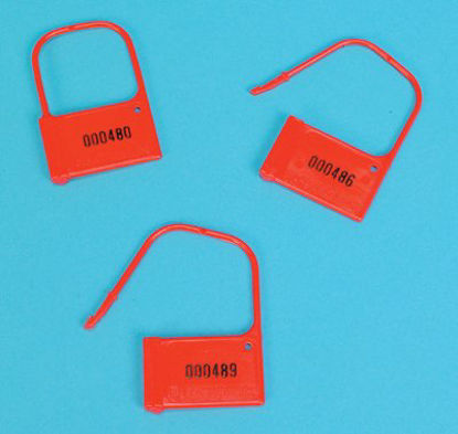 Picture of Extra-Large Heavy-Duty Padlock Seal Health Care Logistics Consecutively Numbered Red Acetal Resin 1-3/8 X 2-1/16 Inch8329
