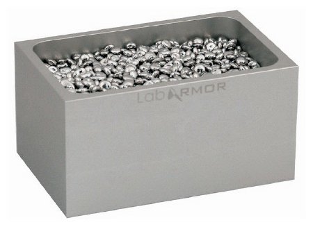 Picture of Single and Double Bead Block Lab Armor® 3 X 3.75 Inch, 0.5 Liter, Silver, 2.5 X 3.25 Inch Tube, -112 to 572°F Temperature Range For Standard Commercially Available Dry Bath10876019