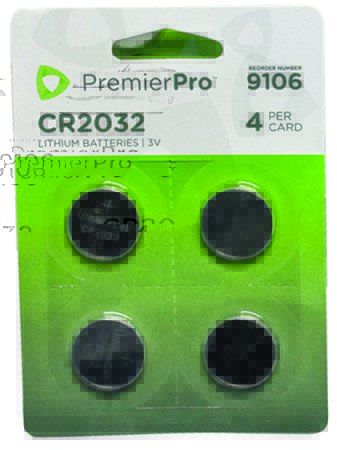 Picture of Lithium-Ion Battery PremierPro™ CR2032 Coin Cell 3V Disposable 4 Pack9106