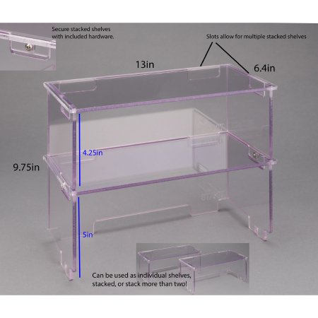 Picture of Lab Bench Shelf Stack It 2 Shelves, 1/4 inch Thick, Clear, 6-2/5 X 9-3/4 X 13 InchSTAKIT-CASE2