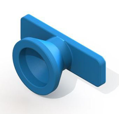 Picture of Ear Ventilation Tube Touma II T-Tube 1.12 mm Inner Diameter / 5.0 mm Inner Flange Diameter / 2.59 mm Outer Flange Diameter / 0.63 mm Inner Flange Distance / 2.08 mm Total Length Silicone Elastomer Blue SterileVT-0408-50