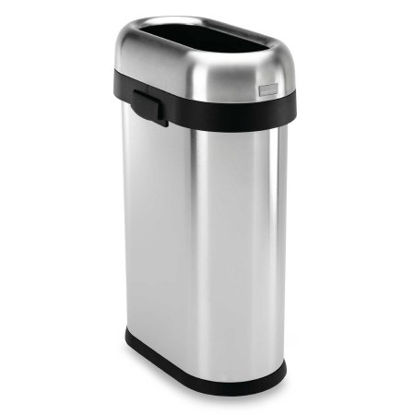 Picture of Trash Can simplehuman® 13 gal. Rectangular Silver Stainless Steel Open TopH-3621