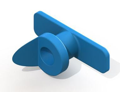 Picture of Ear Ventilation Tube Touma T-Tube 1.4 mm Inner Diameter / 5.8mm Inner Flange Diameter / 2.4 mm Outer Flange Diameter / 1.3 mm Inner Flange Distance / 2.1 mm Total Length Silicone Elastomer Blue SterileVT-0405-50