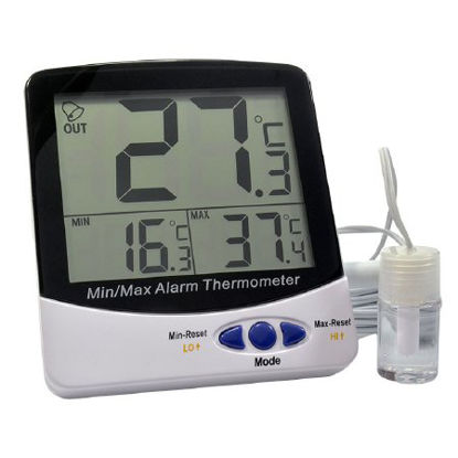 Picture of Digital Refrigerator / Freezer Thermometer with Alarm Fahrenheit / Celsius -58° to +158°F (-50° to +70°C) Bottle Probe Desk / Wall Mount Battery OperatedACC895WRFV