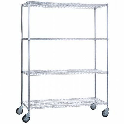 Picture of Linen Cart 4 Shelves 500 lbs. Weight Capacity Chrome Plated 5 Inch Casters, 2 LockingLC186072