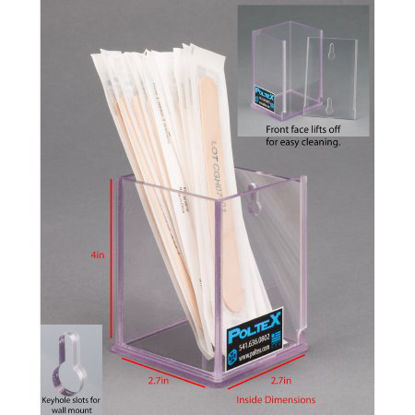 Picture of Swab / Tongue Depressor Holder Clear PETG Manual One Compartment Wall MountSWABR-W