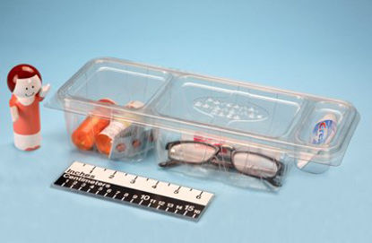 Picture of Patient Belongings Container Health Care Logistics® 3 X 5-1/4 X 12-1/4 Inch Plastic Hinged Lid Clear17686
