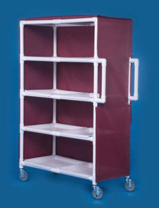 Picture of Linen Cart with Cover 4 Shelves PVC 5 Inch Heavy Duty Casters, 2 LockingLC244