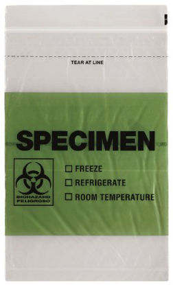 Picture of BAG, ZIPLOCK TRANS BIOHAZARD GRN BLOCK 6"X9" (1000/CS)Q768
