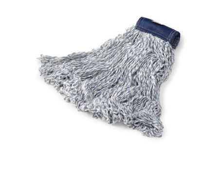 Picture of Wet String Finish Mop Head Super Stitch® Looped-end Medium Blue / White Cotton / Synthetic Fiber ReusableFGD55206WH00