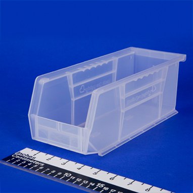Picture of Storage Bin HCL Super Tough Semi-Clear Industrial Grade Polymers 4 X 4-1/8 X 10-7/8 Inch1401C