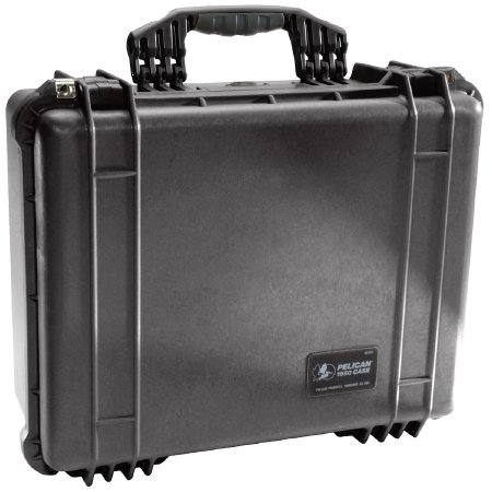 Picture of EMS Case Pelican™ Black Polypropylene Body, Polyurethane Foam, ABS Latch, ABS Purge Body, 3 μ Hydrophobic Non-Woven PET Purge Vent, Stainless Steel Pin Exterior: 8.12 X 16.87 X 20.62 Inch, Interior: 7.62 X 14 X 18.43 Inch, 1.75 Inch Lid Depth, 5.87 Inch Bottom DepthMTR-1550EMS-BLK