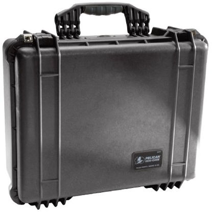 Picture of EMS Case Pelican™ Black Polypropylene Body, Polyurethane Foam, ABS Latch, ABS Purge Body, 3 μ Hydrophobic Non-Woven PET Purge Vent, Stainless Steel Pin Exterior: 8.12 X 16.87 X 20.62 Inch, Interior: 7.62 X 14 X 18.43 Inch, 1.75 Inch Lid Depth, 5.87 Inch Bottom DepthMTR-1550EMS-BLK