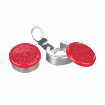 Picture of Seal Wheaton™ Red, 20 mm Thread, Aluminum Flip Cap Tear-off Closure0640615C