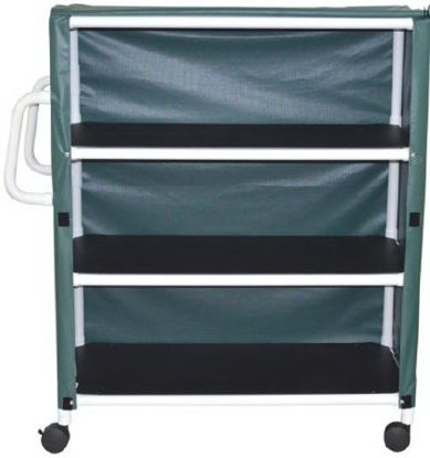 Picture of Linen Cart with Cover 3 Shelves 150 lbs. per Shelf Weight Capacity PVC 4 Inch Twin Casters350-24-3C