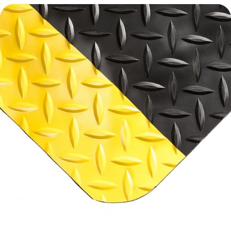 Picture of Anti-Fatigue Floor Mat UltraSoft Diamond-Plate SpongeCote® 3 X 10 Foot Black / Yellow PVC / Nitrile Infused Sponge191500082