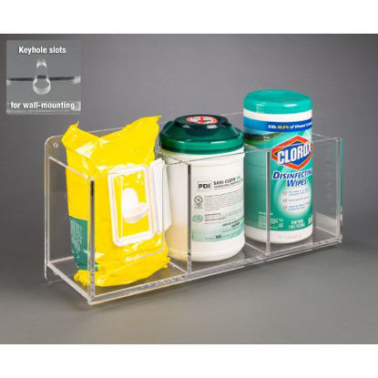 Picture of Wipe Holder Clear Acrylic Manual Three Compartment Wall MountTRIWIPE-W