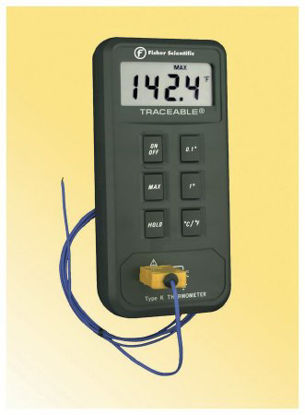 Picture of Digital Laboratory Thermometer Fisherbrand™ Traceable® Fahrenheit / Celsius -58° to +1999°F (-50° to +1300°C) Type K Beaded Probe Battery Operated1507838