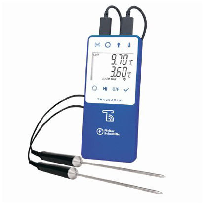 Picture of Datalogging Refrigerator / Freezer Thermometer with Alarm Fisherbrand™ TraceableLIVE® Fahrenheit / Celsius -58° to +140° (-50° to +60°C) 2 Stainless Steel Probes Multiple Mounting Options Battery Operated15079618
