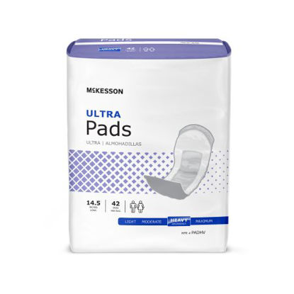 Picture of Bladder Control Pad McKesson Ultra 14-1/2 Inch Length Heavy Absorbency Polymer Core One Size Fits Most Adult Unisex DisposablePADHV