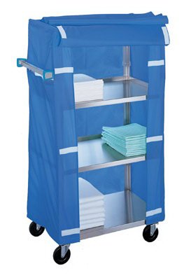 Picture of Linen Cart with Cover 4 Shelves 500 lbs. Weight Capacity Stainless Steel 5 Inch Casters, 2 Fixed, 2 Swivel470