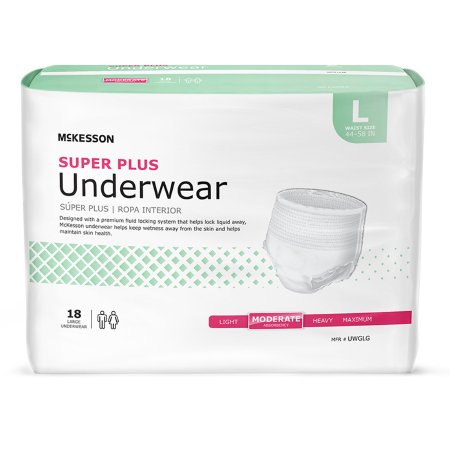 Picture of Unisex Adult Absorbent Underwear McKesson Super Plus Pull On with Tear Away Seams Large Disposable Moderate AbsorbencyUWGLG