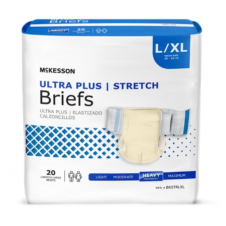 Picture of Unisex Adult Incontinence Brief McKesson Ultra Plus Stretch Large / X-Large Disposable Heavy AbsorbencyBRSTRLXL
