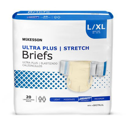 Picture of Unisex Adult Incontinence Brief McKesson Ultra Plus Stretch Large / X-Large Disposable Heavy AbsorbencyBRSTRLXL