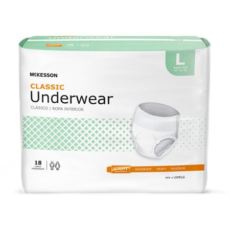 Picture of Unisex Adult Absorbent Underwear McKesson Classic Pull On with Tear Away Seams Large Disposable Light AbsorbencyUWELG