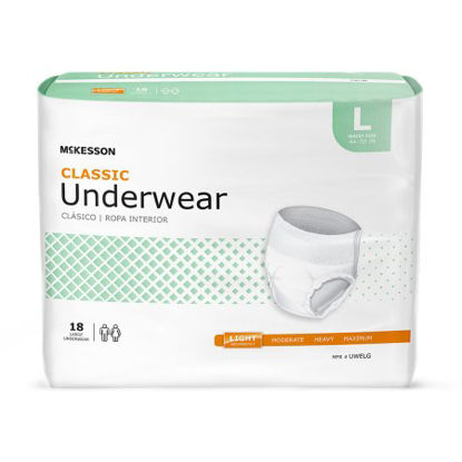 Picture of Unisex Adult Absorbent Underwear McKesson Classic Pull On with Tear Away Seams Large Disposable Light AbsorbencyUWELG