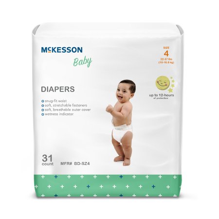 Picture of Unisex Baby Diaper McKesson Size 4 Disposable Moderate AbsorbencyBD-SZ4