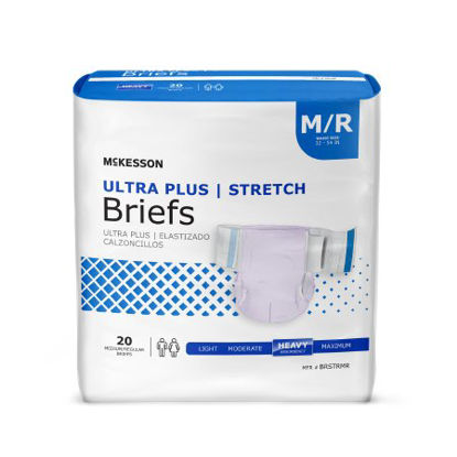 Picture of Unisex Adult Incontinence Brief McKesson Ultra Plus Stretch Medium Disposable Heavy AbsorbencyBRSTRMR