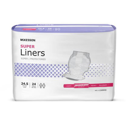 Picture of Incontinence Liner McKesson Super 24-1/2 Inch Length Moderate Absorbency Polymer Core One Size Fits Most Adult Unisex DisposableLINERMD