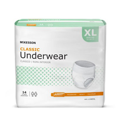 Picture of Unisex Adult Absorbent Underwear McKesson Classic Pull On with Tear Away Seams X-Large Disposable Light AbsorbencyUWEXL