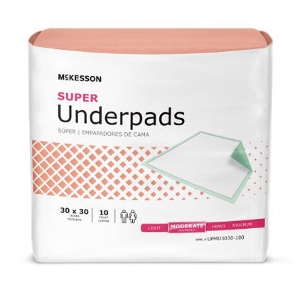 Picture of Underpad McKesson Super 30 X 30 Inch Disposable Fluff / Polymer Moderate AbsorbencyUPMD3030-100